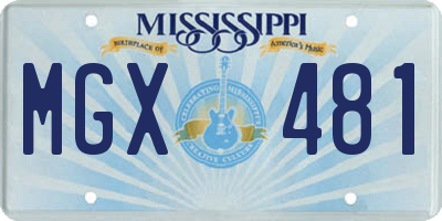 MS license plate MGX481