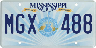 MS license plate MGX488