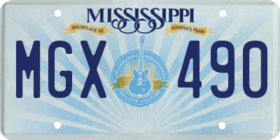 MS license plate MGX490