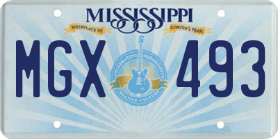 MS license plate MGX493