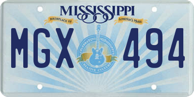 MS license plate MGX494