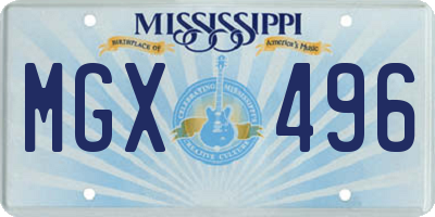 MS license plate MGX496
