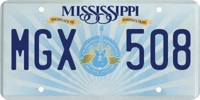 MS license plate MGX508