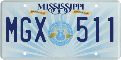 MS license plate MGX511