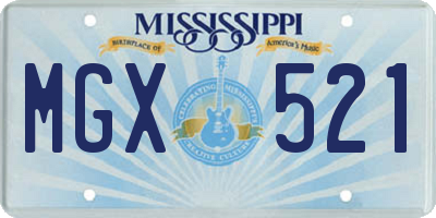 MS license plate MGX521
