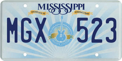 MS license plate MGX523
