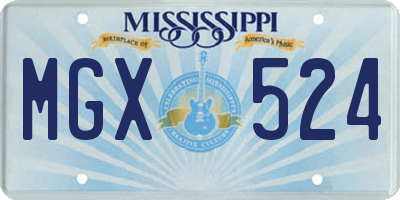 MS license plate MGX524