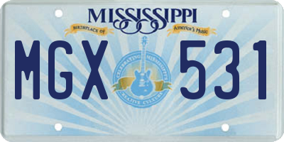 MS license plate MGX531