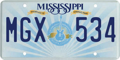 MS license plate MGX534