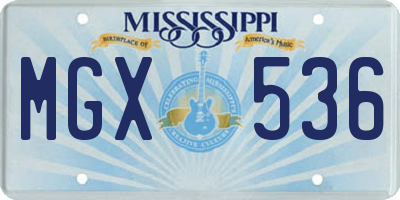 MS license plate MGX536