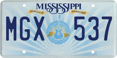 MS license plate MGX537
