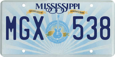 MS license plate MGX538