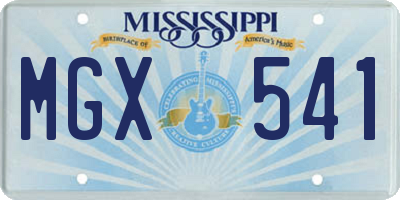 MS license plate MGX541