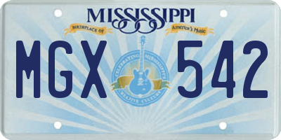 MS license plate MGX542