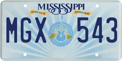 MS license plate MGX543