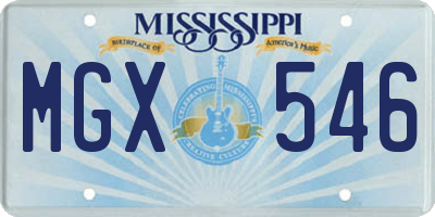 MS license plate MGX546