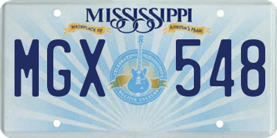 MS license plate MGX548