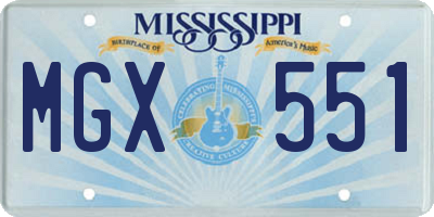 MS license plate MGX551