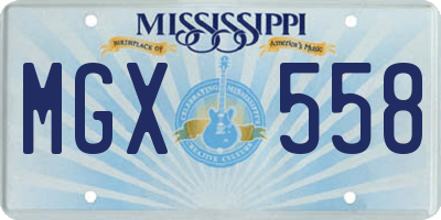 MS license plate MGX558