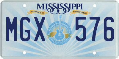 MS license plate MGX576