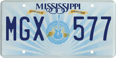 MS license plate MGX577