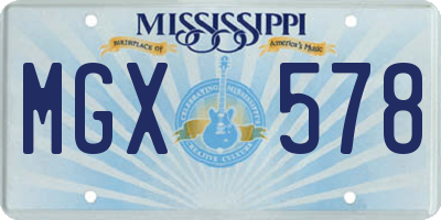 MS license plate MGX578