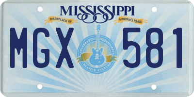 MS license plate MGX581