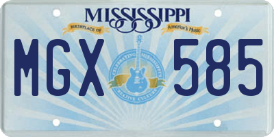 MS license plate MGX585