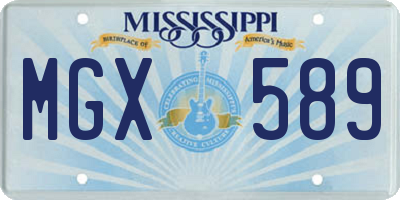 MS license plate MGX589