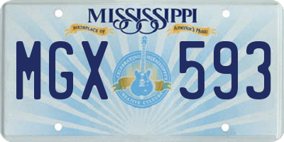 MS license plate MGX593