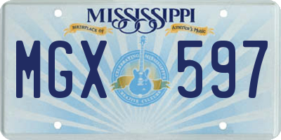 MS license plate MGX597