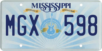 MS license plate MGX598