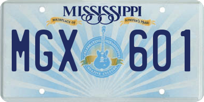 MS license plate MGX601