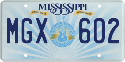 MS license plate MGX602