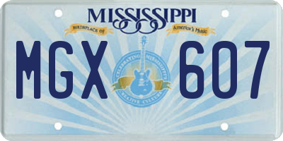MS license plate MGX607