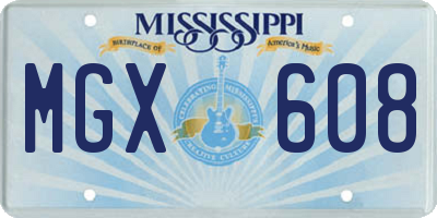 MS license plate MGX608