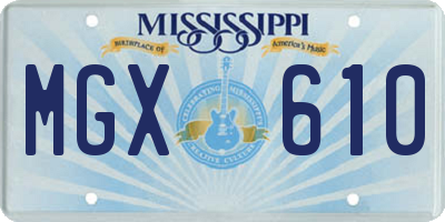 MS license plate MGX610