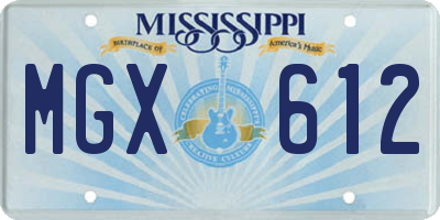 MS license plate MGX612