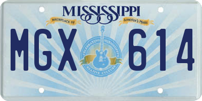 MS license plate MGX614