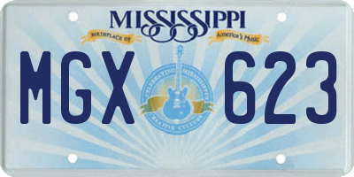 MS license plate MGX623