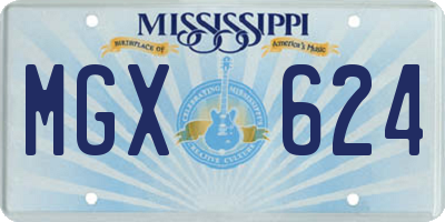 MS license plate MGX624