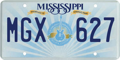 MS license plate MGX627
