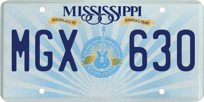 MS license plate MGX630