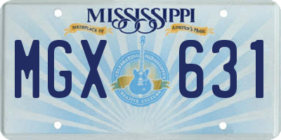 MS license plate MGX631