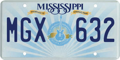MS license plate MGX632