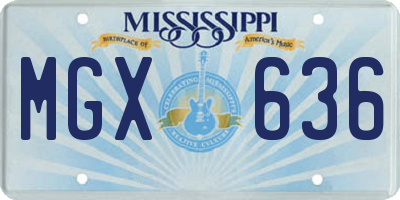 MS license plate MGX636