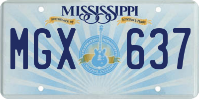 MS license plate MGX637