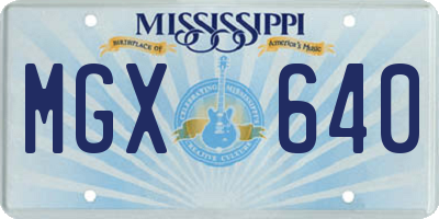 MS license plate MGX640