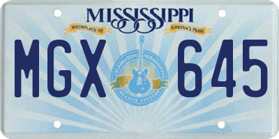 MS license plate MGX645