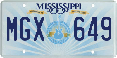 MS license plate MGX649